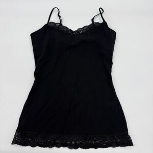 EXPRESS Women Lace Trim Bra Cami Tank Top Sz M Black Stretch Romantic Preppy Y2K